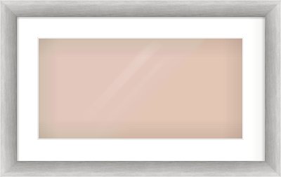 Silver Cushion Frame for 500 × 250mm artwork, with Smooth White Single Mount