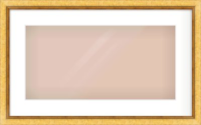 Gold Leaf Flat Frame for 500 × 250mm artwork, with Smooth White Single Mount