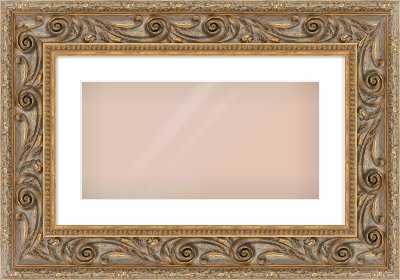 Gold Spoon Frame for 500 × 250mm artwork, with Smooth White Single Mount