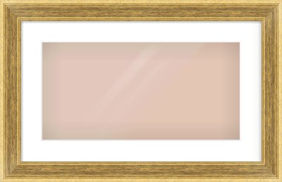 Gold Flat Frame for 500 × 250mm artwork, with Smooth White Single Mount