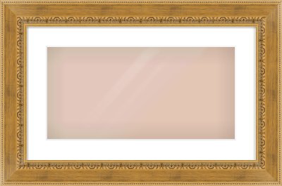 Gold Reverse Frame for 500 × 250mm artwork, with Smooth White Single Mount