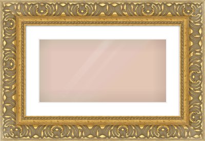 Gold Reverse Frame for 500 × 250mm artwork, with Smooth White Single Mount