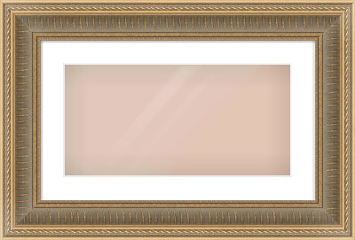 Gold Spoon Frame for 500 × 250mm artwork, with Smooth White Single Mount
