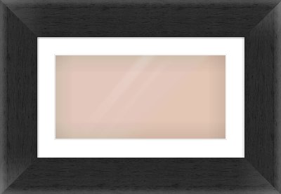 Black Flat Frame for 500 × 250mm artwork, with Smooth White Single Mount