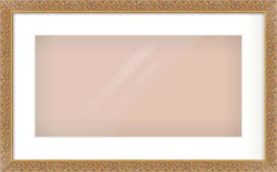 Gold Scoop Frame for 500 × 250mm artwork, with Smooth White Single Mount