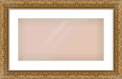 Gold Scoop Frame for 500 × 250mm artwork, with Smooth White Single Mount