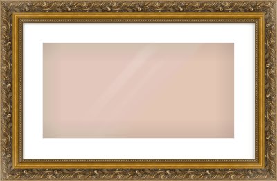 Gold Scoop Frame for 500 × 250mm artwork, with Smooth White Single Mount