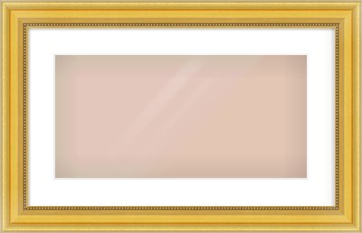 Gold Spoon Frame for 500 × 250mm artwork, with Smooth White Single Mount