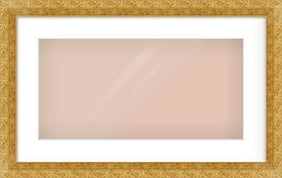Gold Spoon Frame for 500 × 250mm artwork, with Smooth White Single Mount