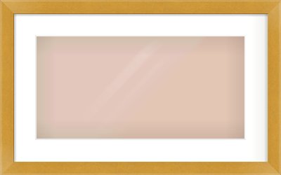 Gold Flat Frame for 500 × 250mm artwork, with Smooth White Single Mount