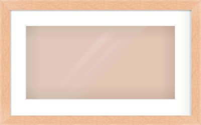 Oak Effect Flat Frame for 500 × 250mm artwork, with Smooth White Single Mount