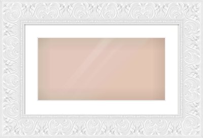White Scoop Frame for 500 × 250mm artwork, with Smooth White Single Mount