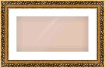 Gold Spoon Frame for 500 × 250mm artwork, with Smooth White Single Mount