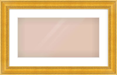 Gold Spoon Frame for 500 × 250mm artwork, with Smooth White Single Mount