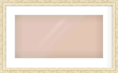 Distressed Cream Wood Grain Flat Frame for 500 × 250mm artwork, with Smooth White Single Mount