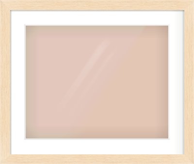 Natural wood Flat Frame for 500 × 400mm artwork, with Smooth White Single Mount