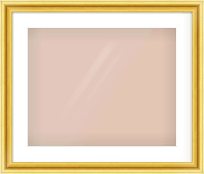 Gold Cushion Frame for 500 × 400mm artwork, with Smooth White Single Mount