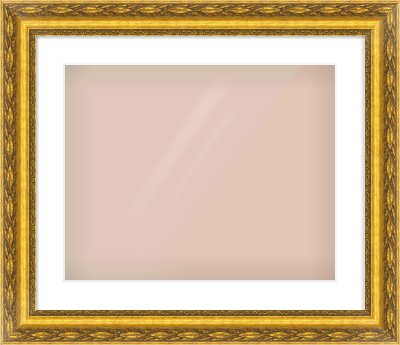 Gold Spoon Frame for 500 × 400mm artwork, with Smooth White Single Mount