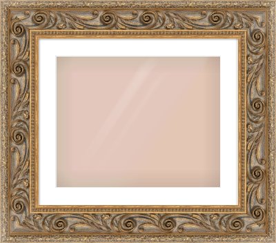 Gold Spoon Frame for 500 × 400mm artwork, with Smooth White Single Mount