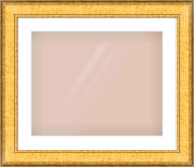 Gold Flat Frame for 500 × 400mm artwork, with Smooth White Single Mount