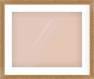 Gold Scoop Frame for 500 × 400mm artwork, with Smooth White Single Mount