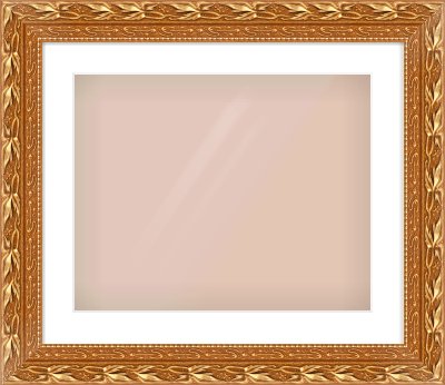 Gold Spoon Frame for 500 × 400mm artwork, with Smooth White Single Mount