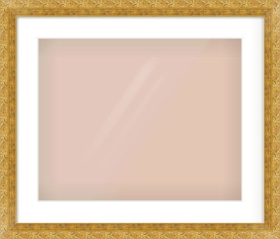 Gold Spoon Frame for 500 × 400mm artwork, with Smooth White Single Mount