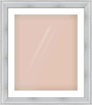 Brushed Silver Cushion Frame for 50 × 60cm artwork, with Smooth White Single Mount