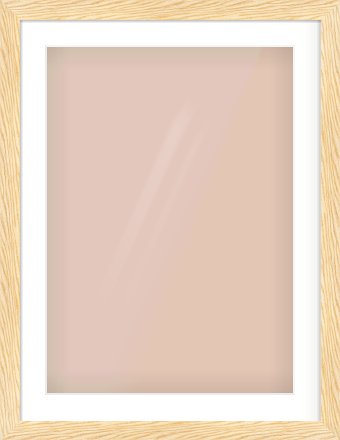 Natural Wood Reverse Frame for 50 × 70cm artwork, with Smooth White Single Mount