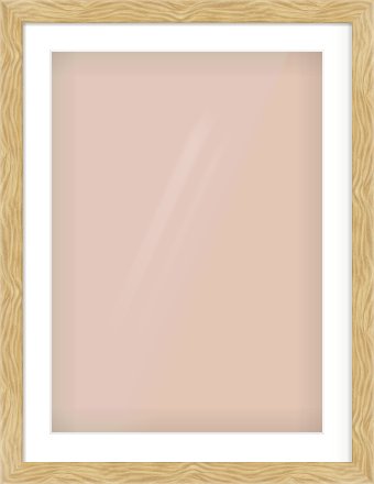 Natural Wood Flat Frame for 50 × 70cm artwork, with Smooth White Single Mount