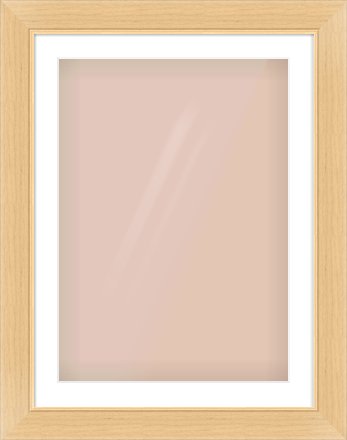 Natural Wood Flat Frame for 50 × 70cm artwork, with Smooth White Single Mount