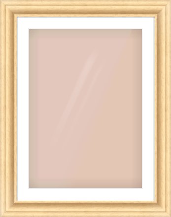 Natural Wood Scoop Frame for 50 × 70cm artwork, with Smooth White Single Mount