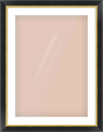 Black/Gold Reverse Frame for 50 × 70cm artwork, with Smooth White Single Mount