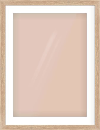 Oak Veneer Flat Frame for 50 × 70cm artwork, with Smooth White Single Mount