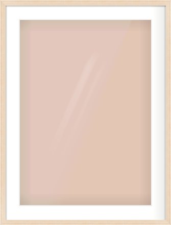 Natural Wood Flat Frame for 50 × 70cm artwork, with Smooth White Single Mount