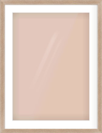 Light Walnut Flat Frame for 50 × 70cm artwork, with Smooth White Single Mount