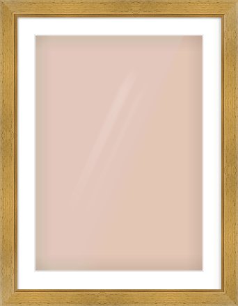 Gold Flat Frame for 50 × 70cm artwork, with Smooth White Single Mount