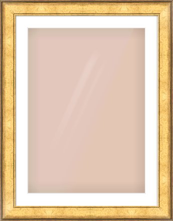Gold Flat Frame for 50 × 70cm artwork, with Smooth White Single Mount