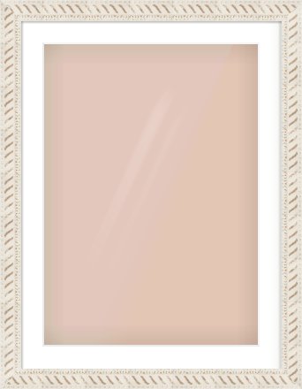 Off White & Gold Dome Frame for 50 × 70cm artwork, with Smooth White Single Mount