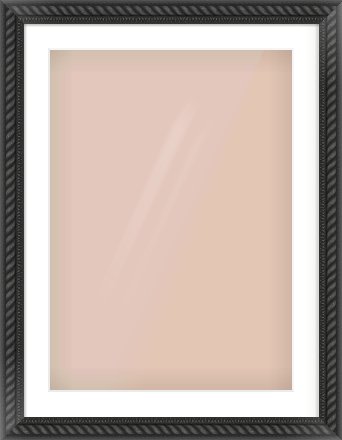 Black/Gold Dome Frame for 50 × 70cm artwork, with Smooth White Single Mount