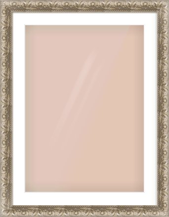 Silver Scoop Frame for 50 × 70cm artwork, with Smooth White Single Mount