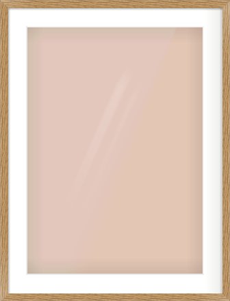 Oak Effect Flat Frame for 50 × 70cm artwork, with Smooth White Single Mount