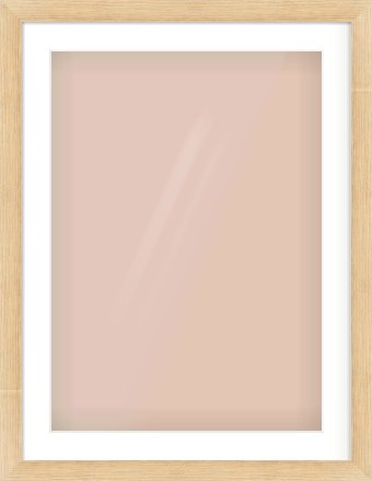Oak Effect Flat Frame for 50 × 70cm artwork, with Smooth White Single Mount