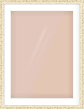 Distressed Cream Wood Grain Flat Frame for 50 × 70cm artwork, with Smooth White Single Mount
