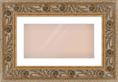 Gold Spoon Frame for 20 × 10in artwork, with Smooth White Single Mount