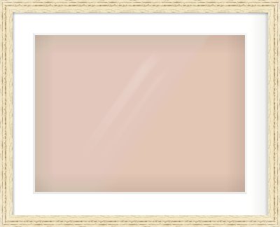 Distressed Cream Wood Grain Flat Frame for 20 × 15in artwork, with Smooth White Single Mount