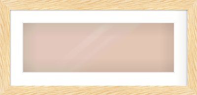 Natural Wood Reverse Frame for 600 × 200mm artwork, with Smooth White Single Mount