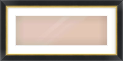 Black/Gold Reverse Frame for 600 × 200mm artwork, with Smooth White Single Mount