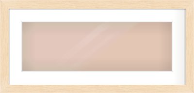 Natural wood Flat Frame for 600 × 200mm artwork, with Smooth White Single Mount