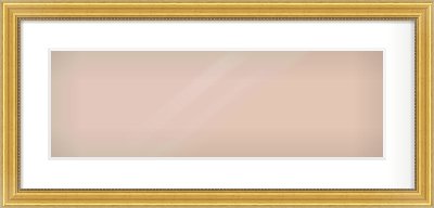 Gold Spoon Frame for 600 × 200mm artwork, with Smooth White Single Mount